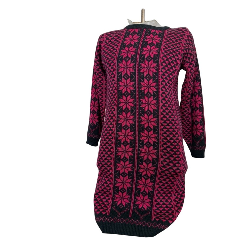 Vintage 80S Stitch By Stitch Sweater, Dress Acrylic, Geometric Size, Large Pink